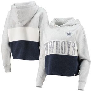 ISO Dallas Cowboys '47 Women's Lizzy Cutoff Pullover Hoodie - Heathered Gray